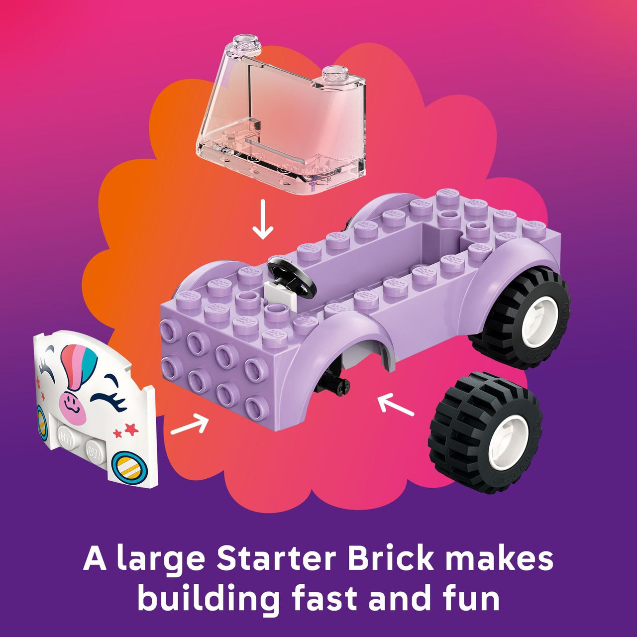 LEGO Friends Unicorn Cake Delivery Car Building Toy for Girls & Boys - Pretend Play Set for Preschool Kids, Ages 4+ - W/Paisley & Leo Minidolls & Accessories - Gift Idea for Birthdays - 42675