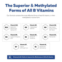 Thumbnail for BioActive Vitamin B Complex - Blood Stream Ready, Methylated B Complex - Featuring Methylfolate, 3 BioActive Forms of B12, BenfoPure® B1 & Pantesin® B5 - 12 B Vitamins in Clinical Doses - 60 Servings
