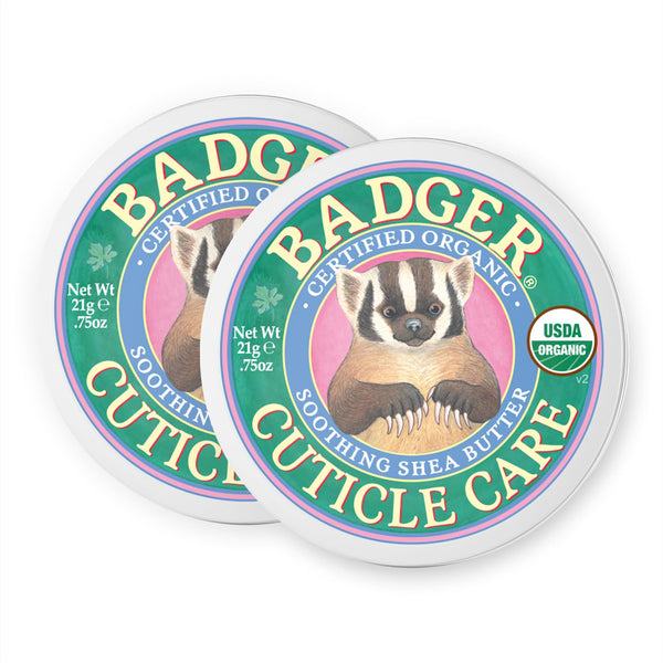 Badger Cuticle Cream, Deep Hydration for Dry, Cracked Cuticles & Hangnails, 100% Organic Cuticle Balm with Rich Shea Butter for Strong, Healthy Nails, Non-Greasy Cuticle Oil, .75oz Tin, 2-Pack