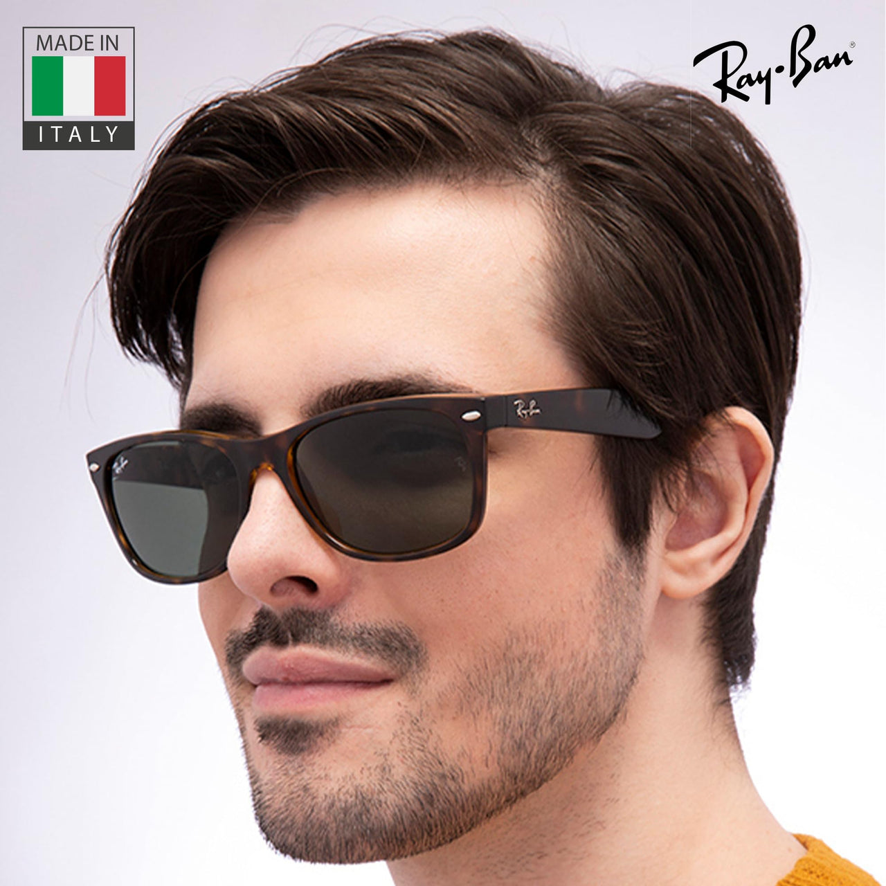 Ray-Ban RB2132 NEW WAYFARER Classic Square Shape Sunglasses With Eyewear Kit Bundle - High Bridge Fit - Ideal Formal and Casual Wear Square Sunglasses