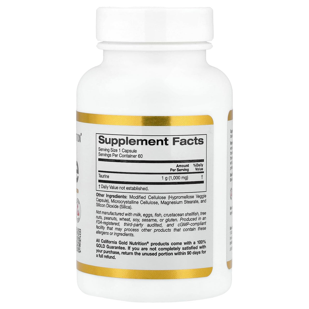 California Gold Nutrition Taurine, 1,000 mg, 60 Veggie Capsules