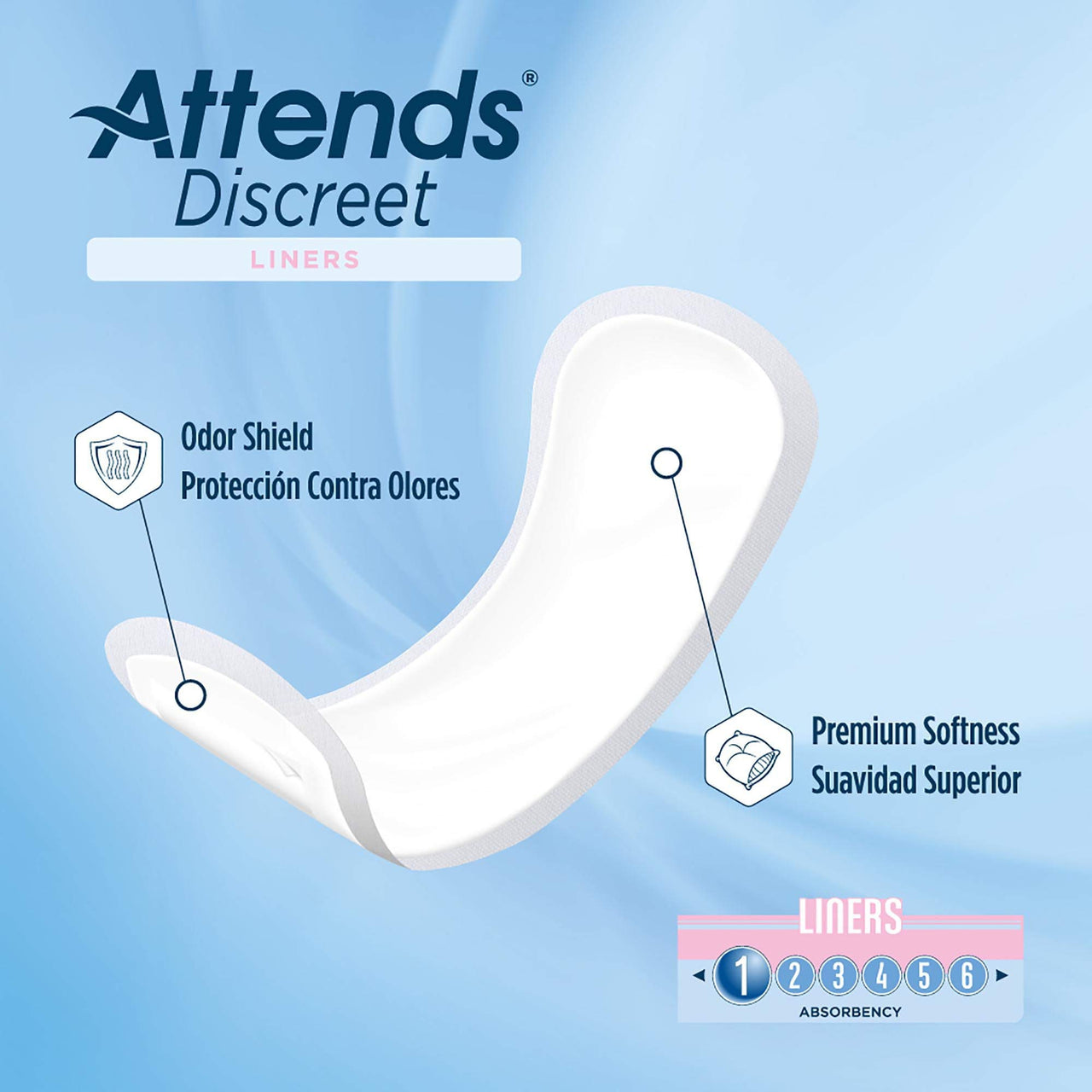 Attends® Confidence® Discreet Liners (28 Pack) - Adult Disposable Light-Absorbent Bladder Control Pad Liners, 6 in.