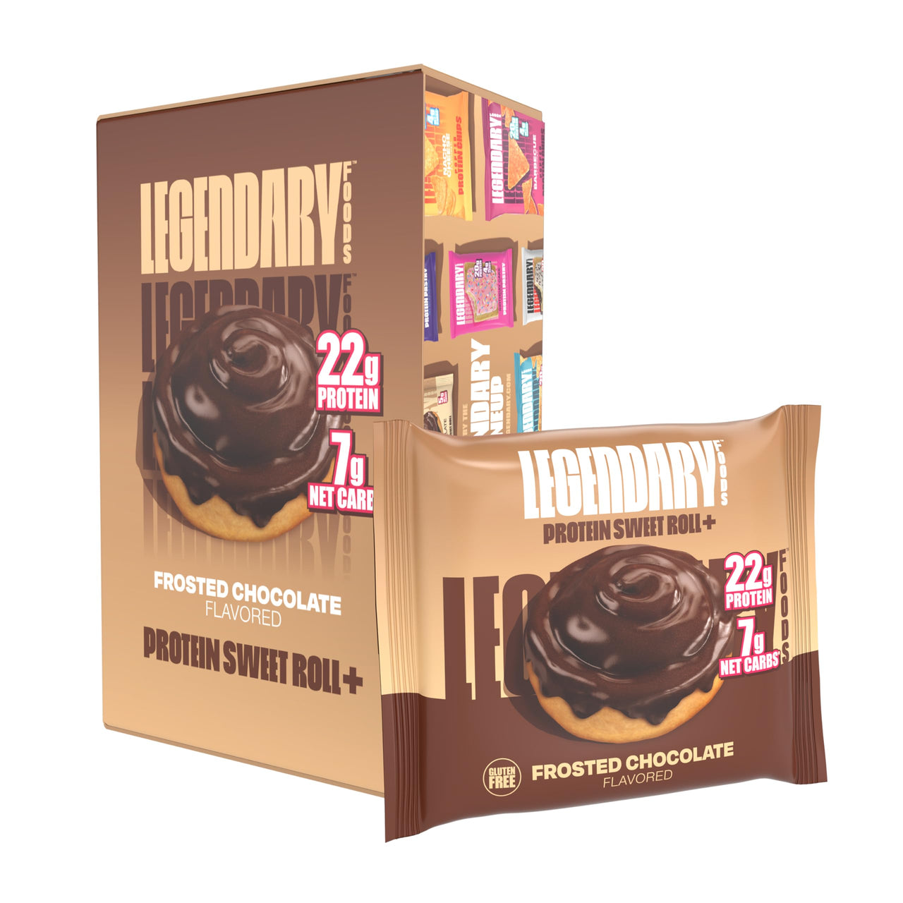 Legendary Foods 22g Protein Cinnamon Roll - Premium High Protien Bars, Low Carb Meal Replacement Snack, Low Glycemic Index, Gluten Free Snacks - Sweet Zero Sugar, Keto and Diabetic Friendly 10-Pack