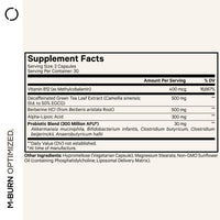 Thumbnail for Codeage M-Burn Optimized Supplement - Decaffeinated Green Tea Std. to 50% EGCG, Berberine, Akkermansia, Vitamin B12 - Probiotics - Vitamins - 60 Capsules