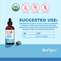 Thumbnail for MaryRuth Organics Zinc Supplement for Immune Support, Immune Support Supplement for Kids, Ages 4-13, Zinc Sulfate, Vegan, USDA Organic, Glycerin Based, 2 Fl Oz