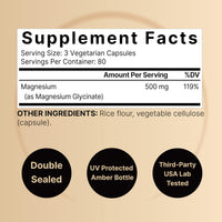 Thumbnail for NatureBell Magnesium Glycinate 500mg, 240 Capsules | 100% Chelated & Purified | Sleep, Muscle & Nerve Support | Non-GMO, Gluten-Free