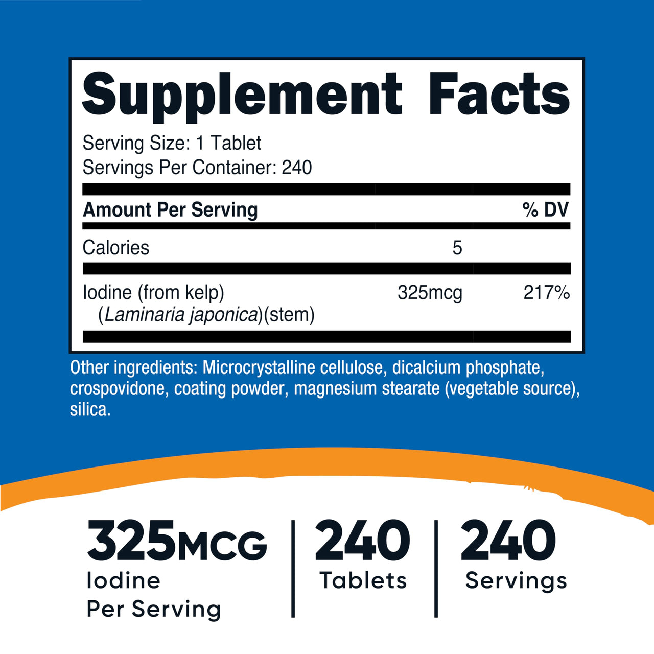 Nutricost Kelp Tablets, 325mcg of Iodine, 240 Tablets - Non-GMO, Gluten Free