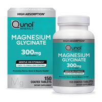 Thumbnail for Qunol Magnesium Glycinate 300mg, 100% Glycinate Chelated Magnesium Supplement, 150ct Tablets