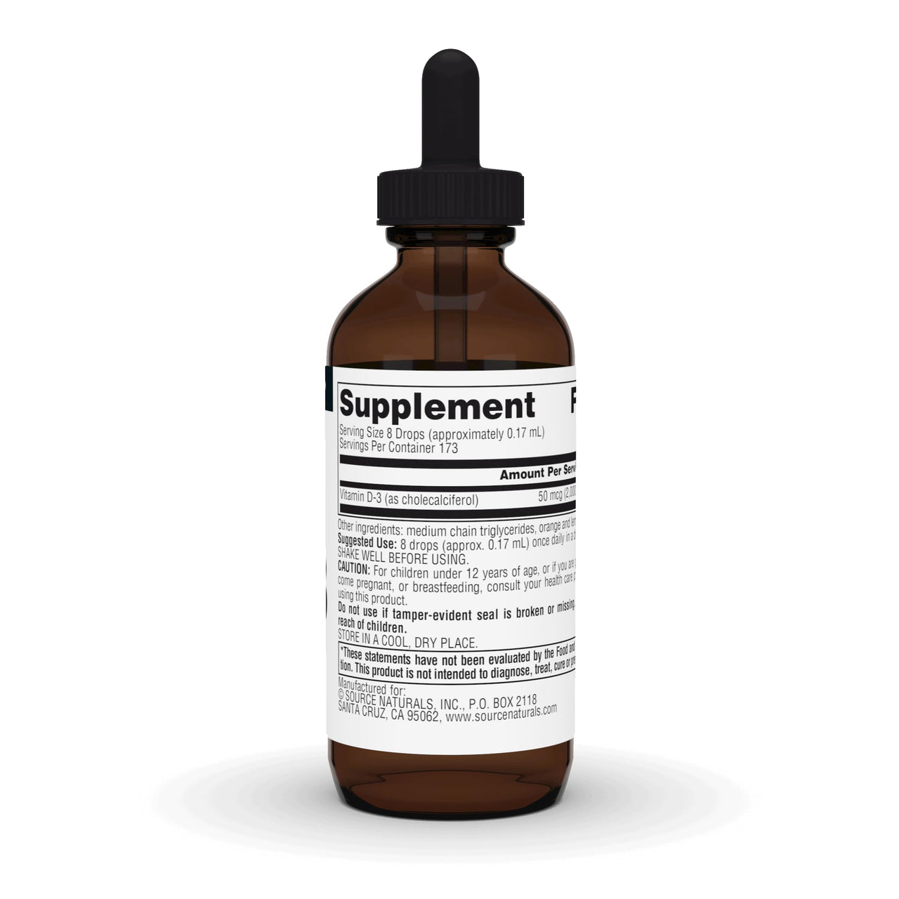 Source Naturals Vitamin D-3 Liquid Drops 2000 iu Supports Bone & Immune Health* - 1 Fluid oz
