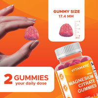 Thumbnail for Vitamatic Magnesium Gummies 600mg per Serving – 60 Vegan Count for Relaxation, Muscle, Bone, and Energy Support