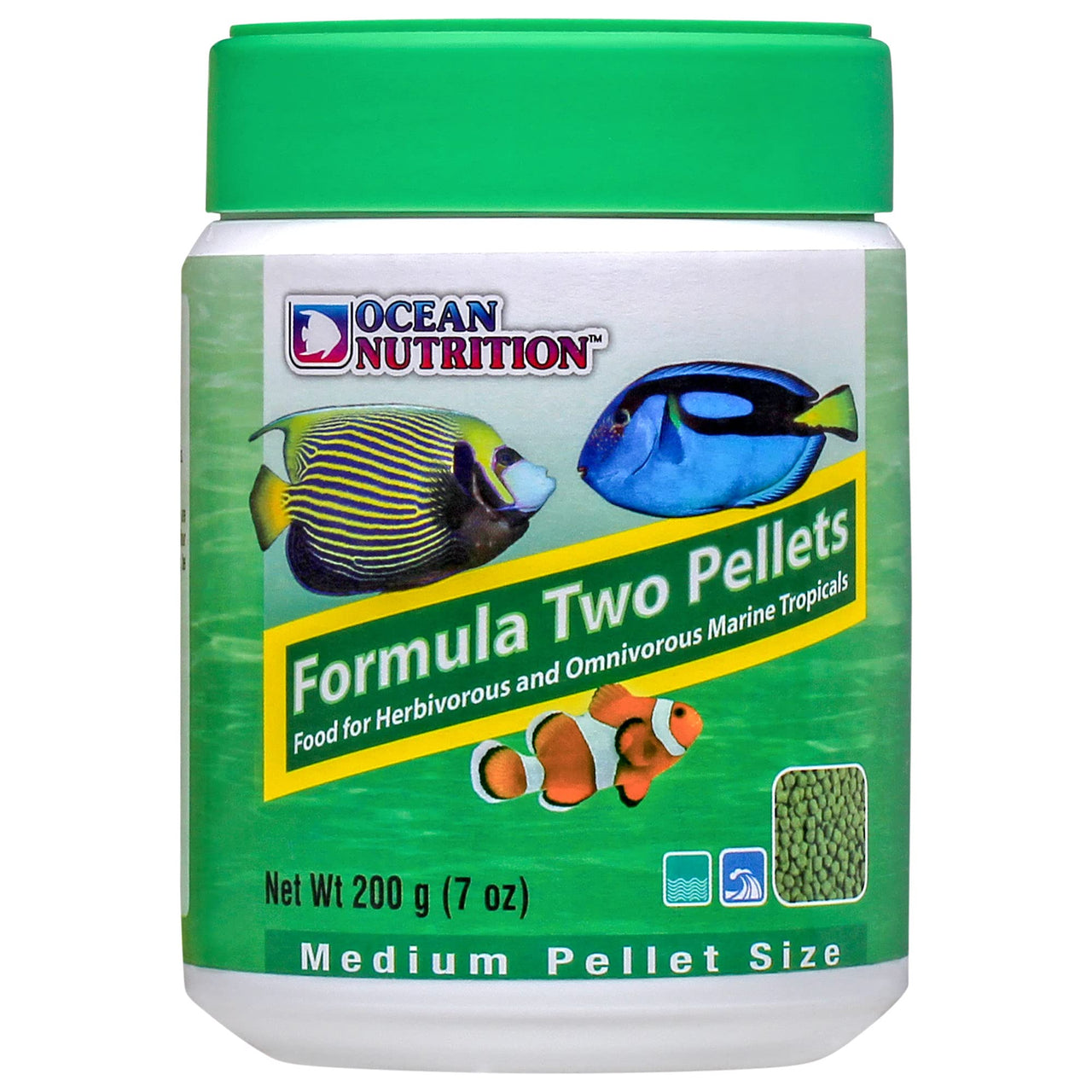 Ocean Nutrition Formula Two Pellets - Fish Food for Herbivorous & Omnivorous Marine Tropical Fish, High Protein(40%) - 7 oz (200 g) Medium Pellets