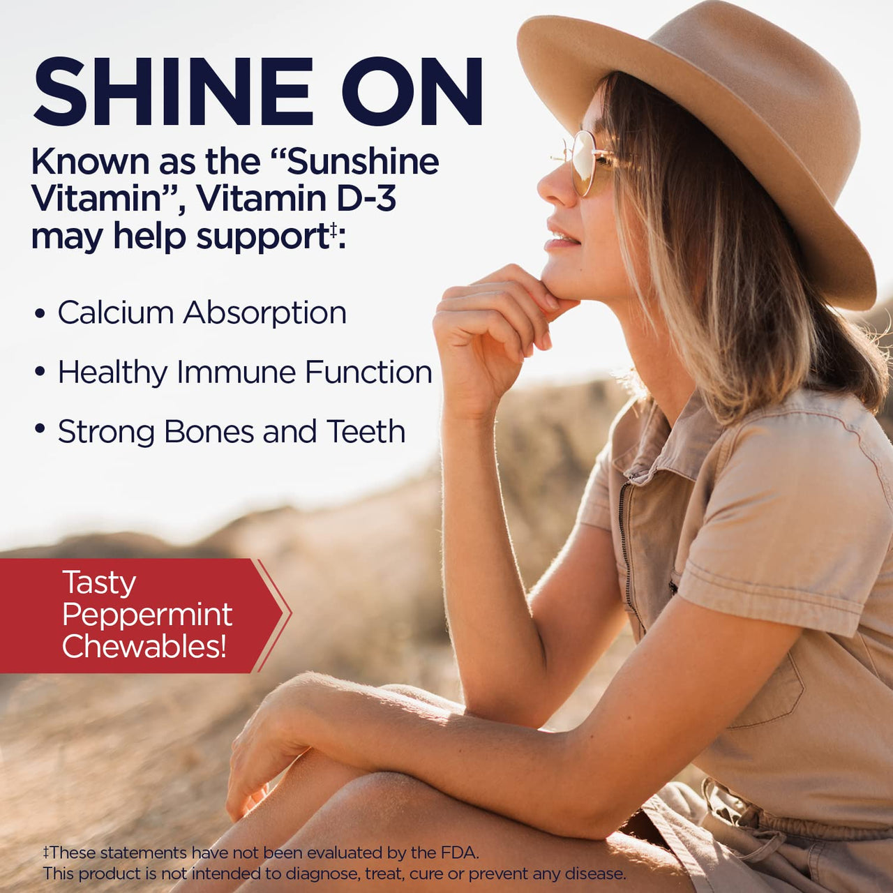 KAL Vitamin D-3 1000 IU Chewable | Peppermint Flavor | Healthy Immune Function & Bone Support | 200 Chews, 200 Serv
