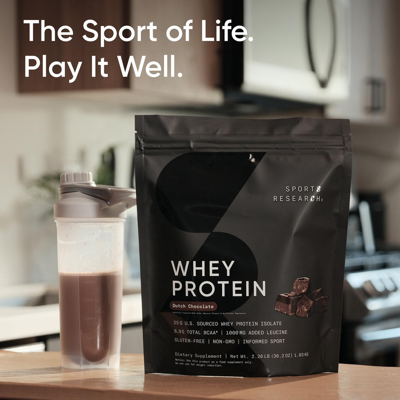 Sports Research Whey Protein - Sports Nutrition Whey Isolate Protein Powder for Lean Muscle Building & Workout Recovery - 5 lb Bag Bulk Protein Powder 25g per Serving - Dutch Chocolate, 56 Servings