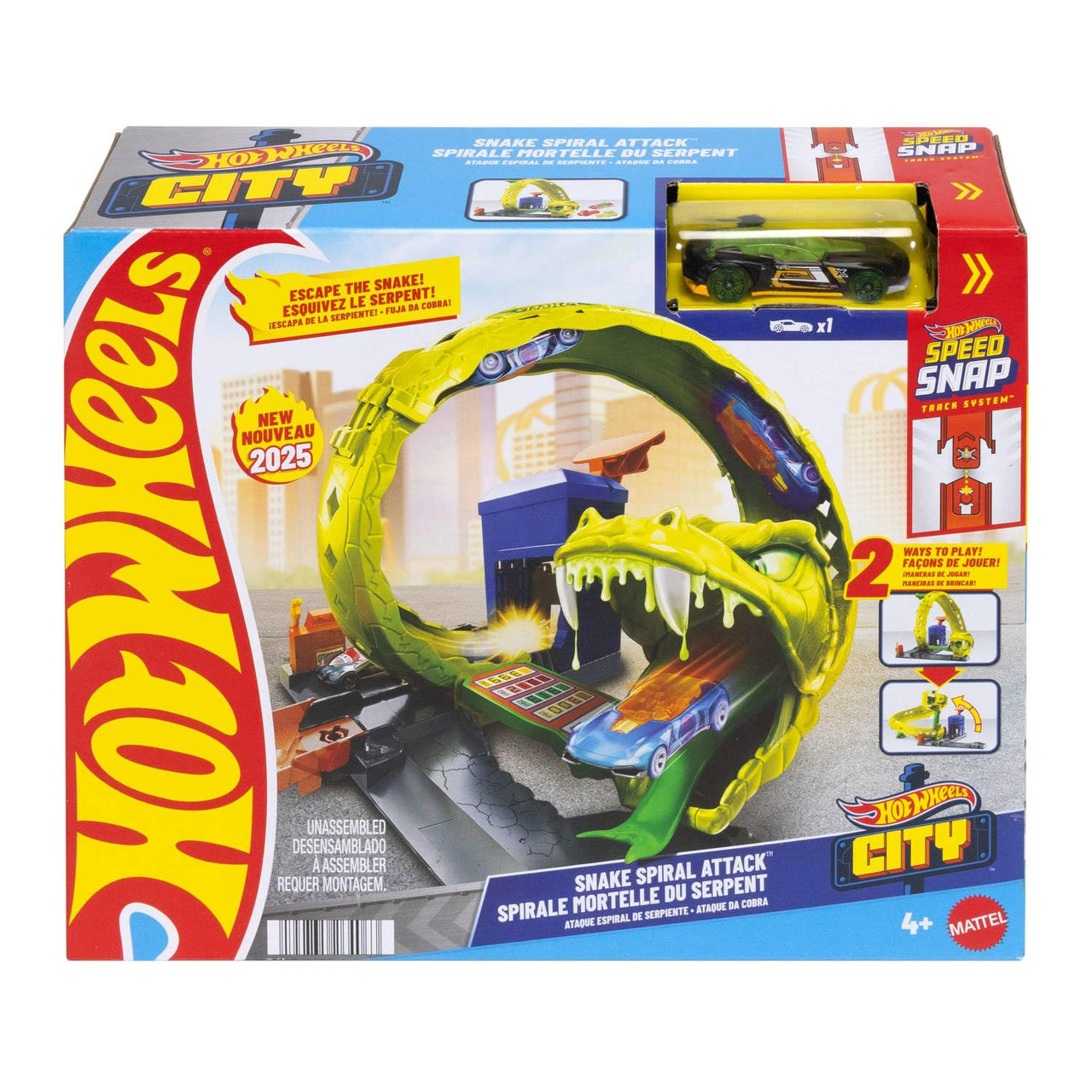 Hot Wheels Snake Spiral Attack Track Set & 1:64 Scale Vehicle