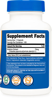Thumbnail for Nutricost Butterbur Extract Capsules (75mg) 120 Capsules - Gluten Free, Non-GMO, Vegetarian Friendly