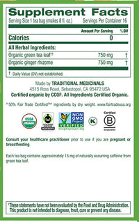 Thumbnail for Traditional Medicinals Organic Green Tea Ginger Herbal Tea, Promotes Healthy Digestion, (Pack of 1) - 16 Tea Bags