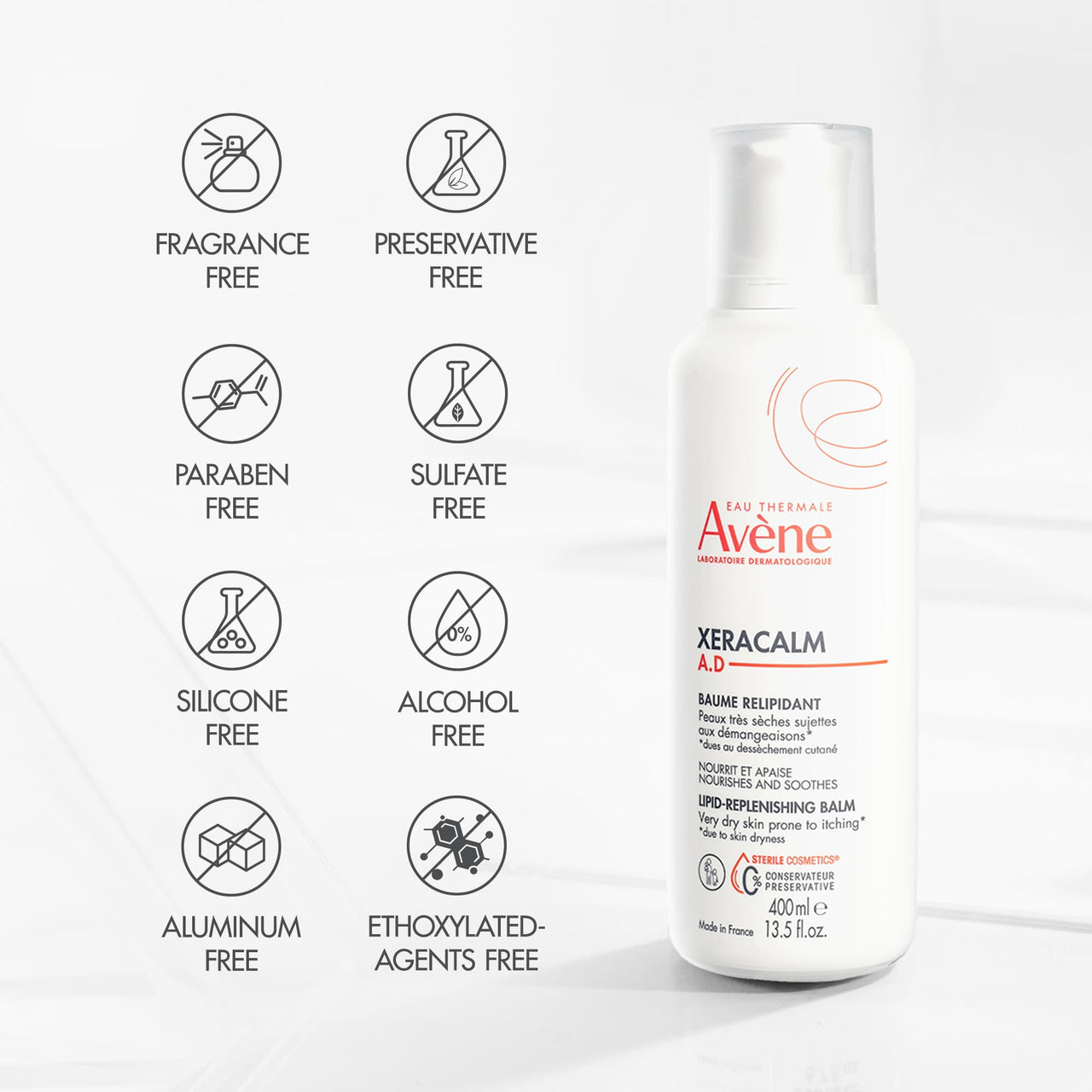Avène XeraCalm A.D Lipid-Replenishing Balm, Atopic Dermatitis, Eczema-Prone, No Preservatives, Fragrance-Free, 13.5 Oz