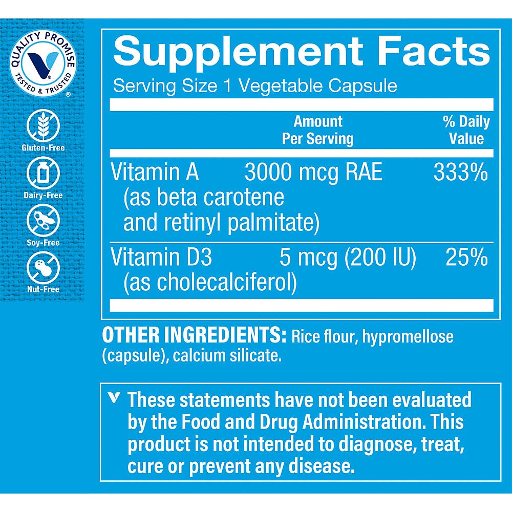 The Vitamin Shoppe Vitamin A & D Non-Oily - Immune & Vision Support | Antioxidant Formula | 100 Capsules | Once Daily