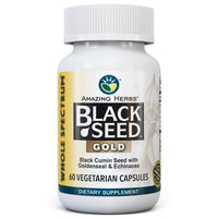 Thumbnail for Amazing Herbs Whole Spectrum Black Seed Gold - Black Cumin Seed with Goldenseal & Echinacea, Gluten-Free & Non-GMO, Immune Support, Promotes Health & Wellness - 60 Count