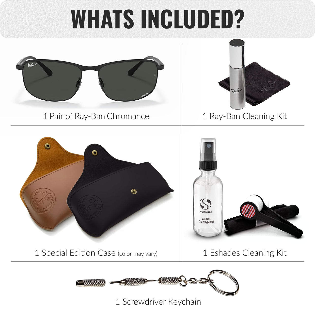 Ray-Ban RB3671CH CHROMANCE Polarized Sunglasses With Eyewear Kit Bundle - Adjustable Nose Pads - Ideal Formal and Casual Wear Square Sunglasses