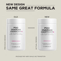 Thumbnail for Codeage PQQ Ovarian Harmony+ Supplement - PQQ (Pyrroloquinoline Quinone), Myo-Inositol & D-Chiro-Inositol 40:1 Blend, Folate 5-MTHF, CoQ10, Wild Blueberry - Liposomal Delivery - Non-GMO - 120 Capsules