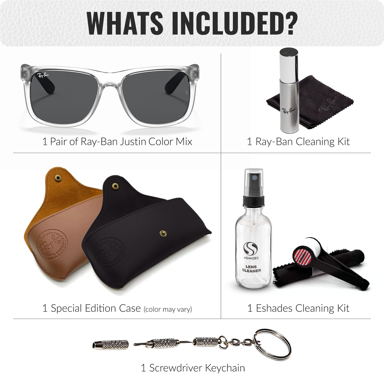 Ray-Ban RB4165 JUSTIN COLOR MIX Square Shaped Non-Polarized Sunglasses for Men – Includes Official RAYBAN Eyewear Kit – Ideal Formal & Casual Wear Sunglasses – Grey Lens