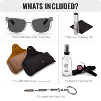Thumbnail for Ray-Ban RB4165 JUSTIN COLOR MIX Square Shaped Non-Polarized Sunglasses for Men – Includes Official RAYBAN Eyewear Kit – Ideal Formal & Casual Wear Sunglasses – Grey Lens