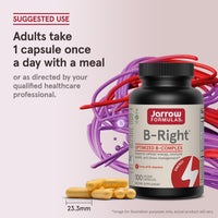Thumbnail for Jarrow Formulas B-Right Vitamin B Complex - 100 Veggie Caps - B-Complex Formula -Cellular Energy & Metabolism Support - Supports Brain, Cellular & Cardiovascular Health - 100 Servings