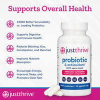 Thumbnail for Just Thrive Probiotic & Antioxidant Supplement - 100% Spore-Based Digestive and Immune Support - Gluten Free, 30 Caps