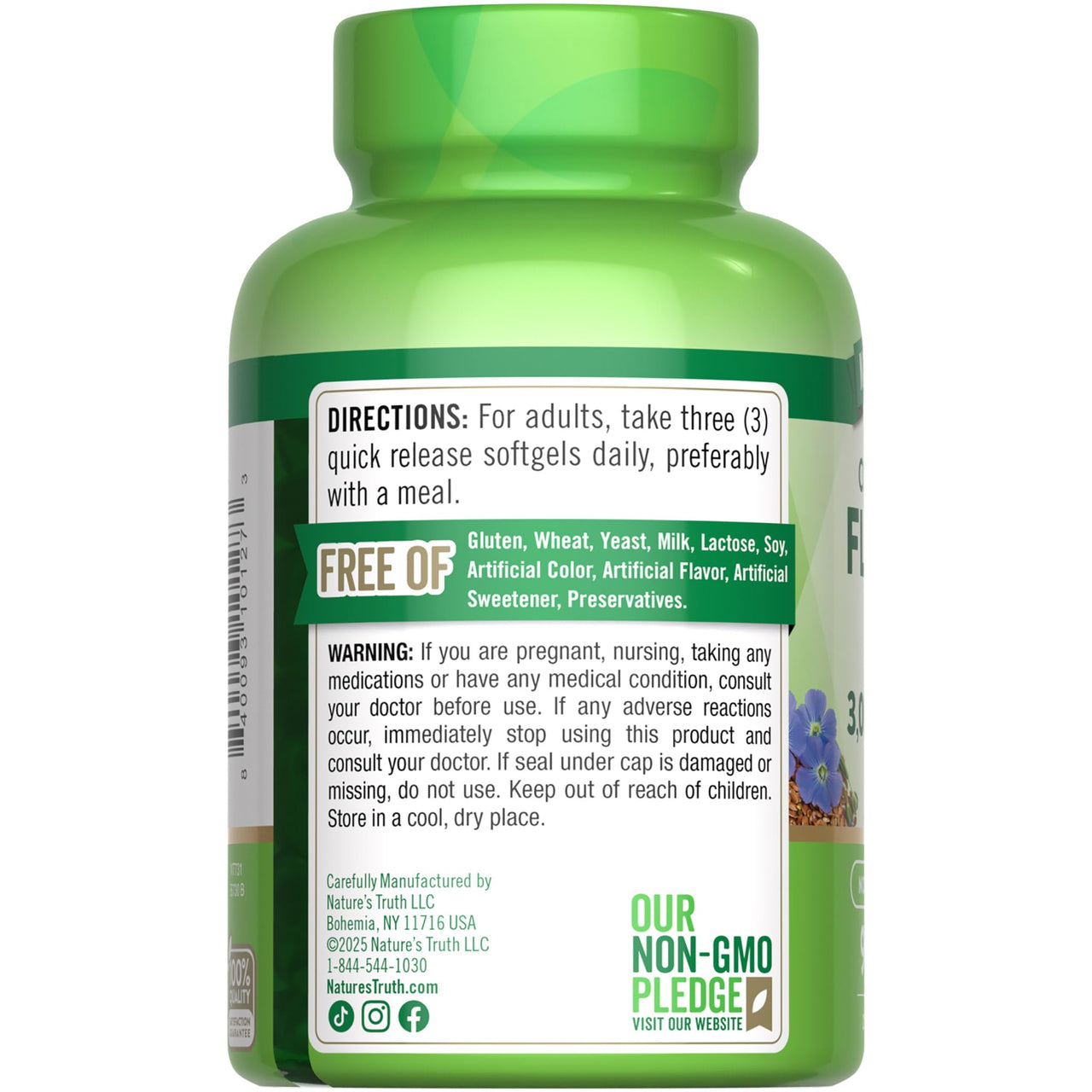Nature's Truth Flaxseed Oil Softgels | 90 Count | Cold Pressed, Non-GMO & Gluten Free Supplement