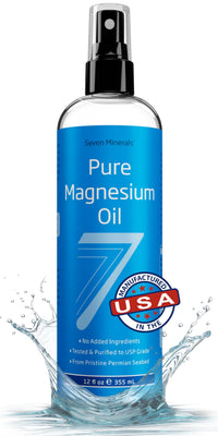 Thumbnail for Seven Minerals Pure Magnesium Oil Spray, Big 12oz, USP Grade, Extra Strength, for Feet, Sleep, Muscle Pain & Cramps - Mined in The USA