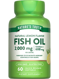 Thumbnail for Nature's Truth Fish Oil Omega 3 Supplement | 2000mg | 60 Softgels | EPA & DHA | Lemon Flavor | Non-GMO and Gluten Free