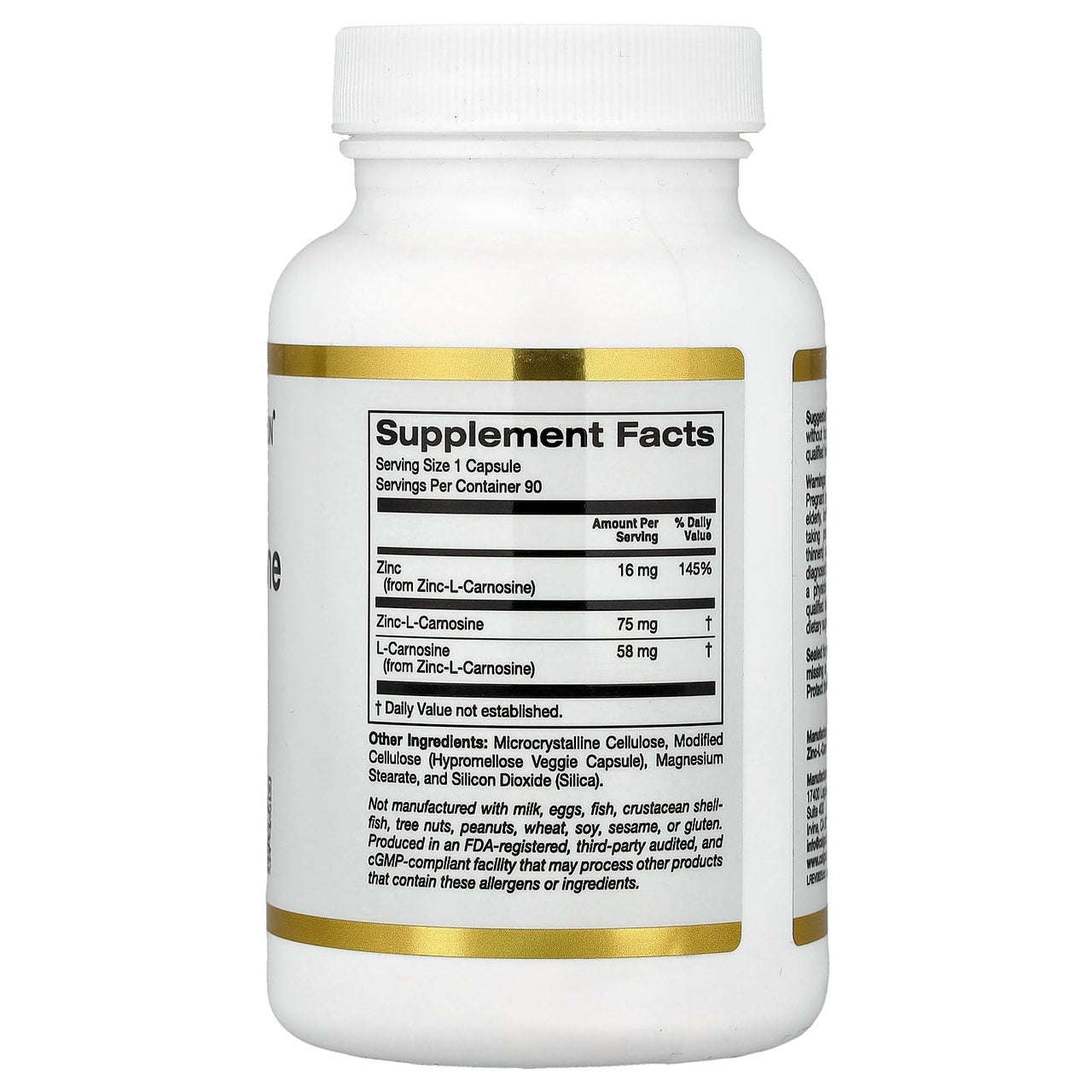 California Gold Nutrition Zinc-L-Carnosine Complex, 90 Veggie Caps