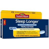 Thumbnail for Nature Made Sleep Longer, Melatonin 10mg Time Release Tri-Layer Tablets, Helps Improve Sleep Quality, Fall Asleep Faster, Stay Asleep Longer, L-Theanine and GABA to Help Calm Your Mind, 35 Tablets