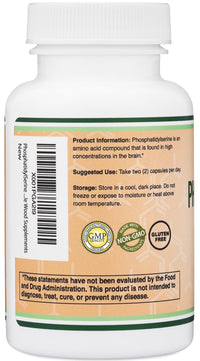 Thumbnail for PhosphatidylSerine Supplement 300mg Per Serving, 120 Capsules (Phosphatidyl Serine Complex) by Double Wood