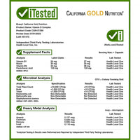 Thumbnail for California Gold Nutrition Vitamin B Complex, Thiamin B1, Riboflavin B2, Niacin B3, Pyridoxine B6, Biotin B7, Pantothenic Acid B5 and Pro Folate B9, Gluten Free, Non GMO, 60 Veggie Capsules