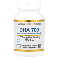 Thumbnail for California Gold Nutrition DHA 700 Fish Oil by - Pharmaceutical Grade Fish Oil with DHA - Support for Brain & Cardiovascular Health - Gluten Free, Non-GMO - 1000 mg - 30 Fish Gelatin Softgels