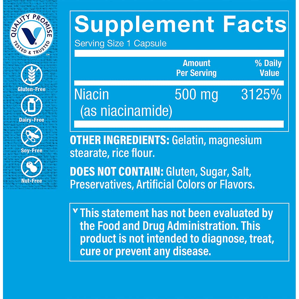 The Vitamin Shoppe Niacinamide 500MG, Supports Cholesterol Levels Already (300 Capsules)