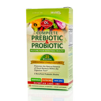 Thumbnail for Olympian Labs Complete Prebiotic and Probiotic Supplement - 25 Billion Live Shelf Stable Cultures - 30 Vegetarian Capsules, Helps Restore the Natural Balance Within the Digestive Tract.