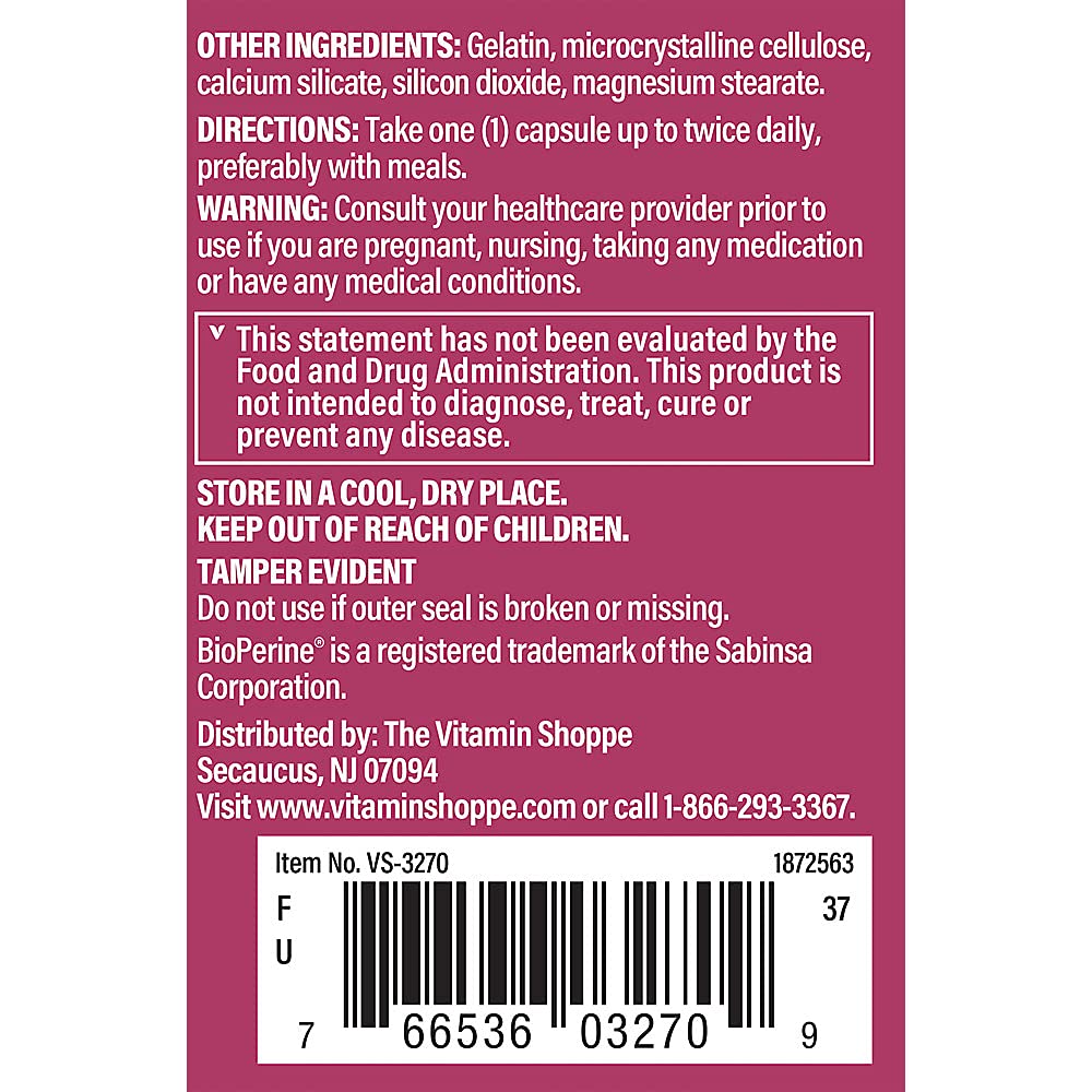 The Vitamin Shoppe DIM 100MG with Bioperine Black Pepper (120 Capsules)