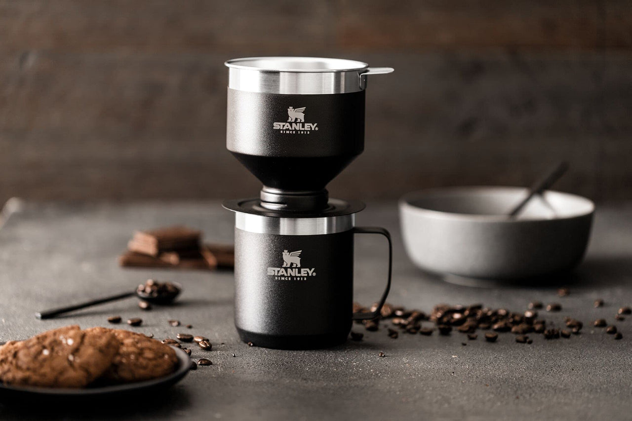 STANLEY Perfect Brew Pour Over Set | 12 oz Camp Mug with Lid Included | Drip Coffee Maker with Reusable Filter | Insulated Stainless Steel | BPA-Free | Matte Black
