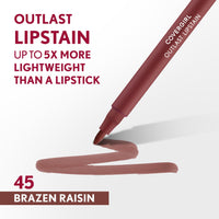 Thumbnail for COVERGIRL Outlast, 45 Brazen Raisin, Lipstain, Smooth Application, Precise Pen-Like Tip, Transfer-Proof, Satin Stained Finish, Vegan Formula, 0.06oz