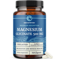 Thumbnail for Magnesium Glycinate 500mg | High Absorption | Sleep, Muscle, Bone, Heart Health & Relaxation Support for Women & Men | Chelated Mag Glycinate | Magnesium Supplement | Vegan & Non-GMO | 120 Capsules