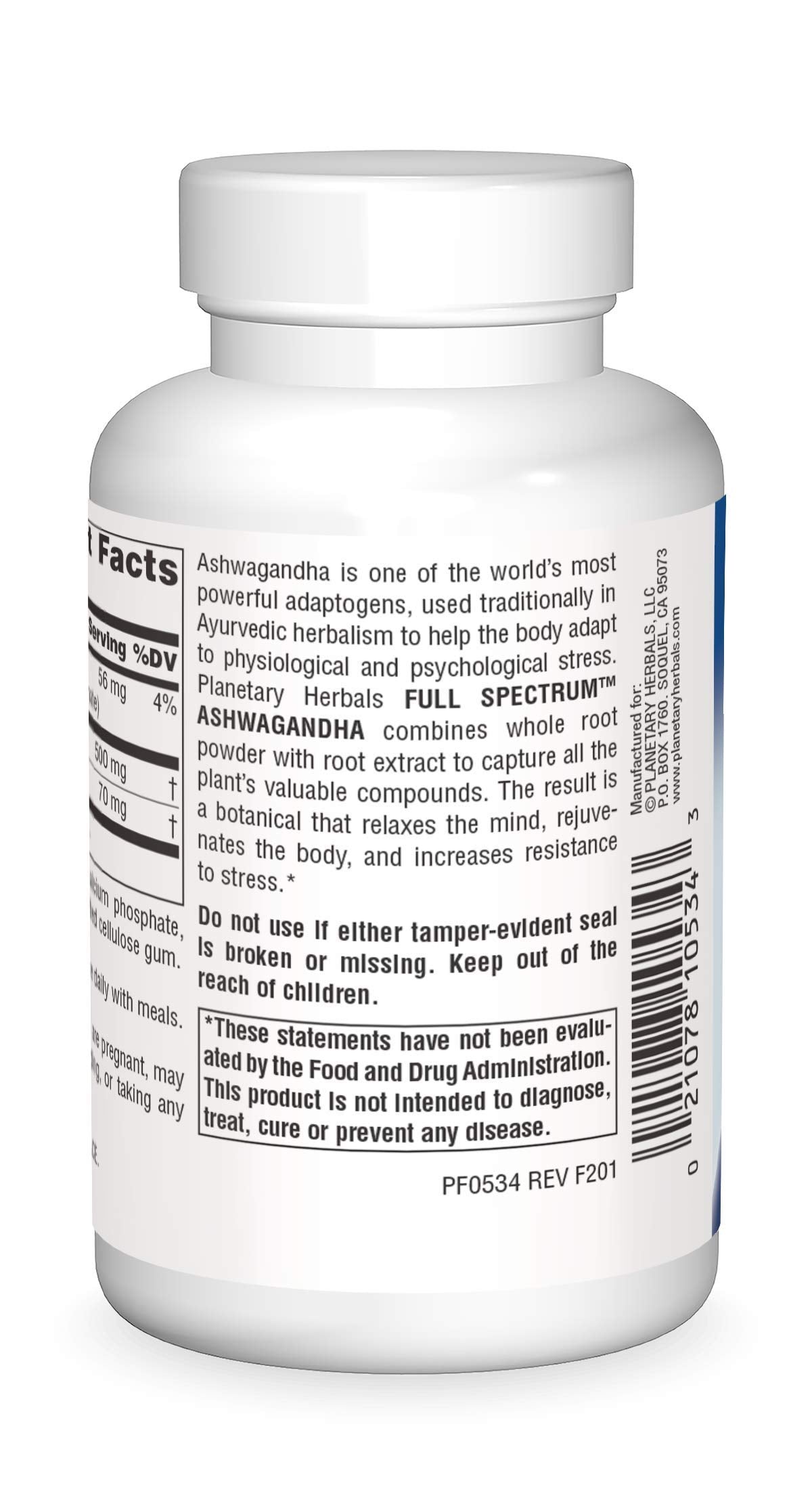 Planetary Herbals Ashwagandha, Full Spectrum 570 mg Rejuvenating Tonifier - 60 Tablets