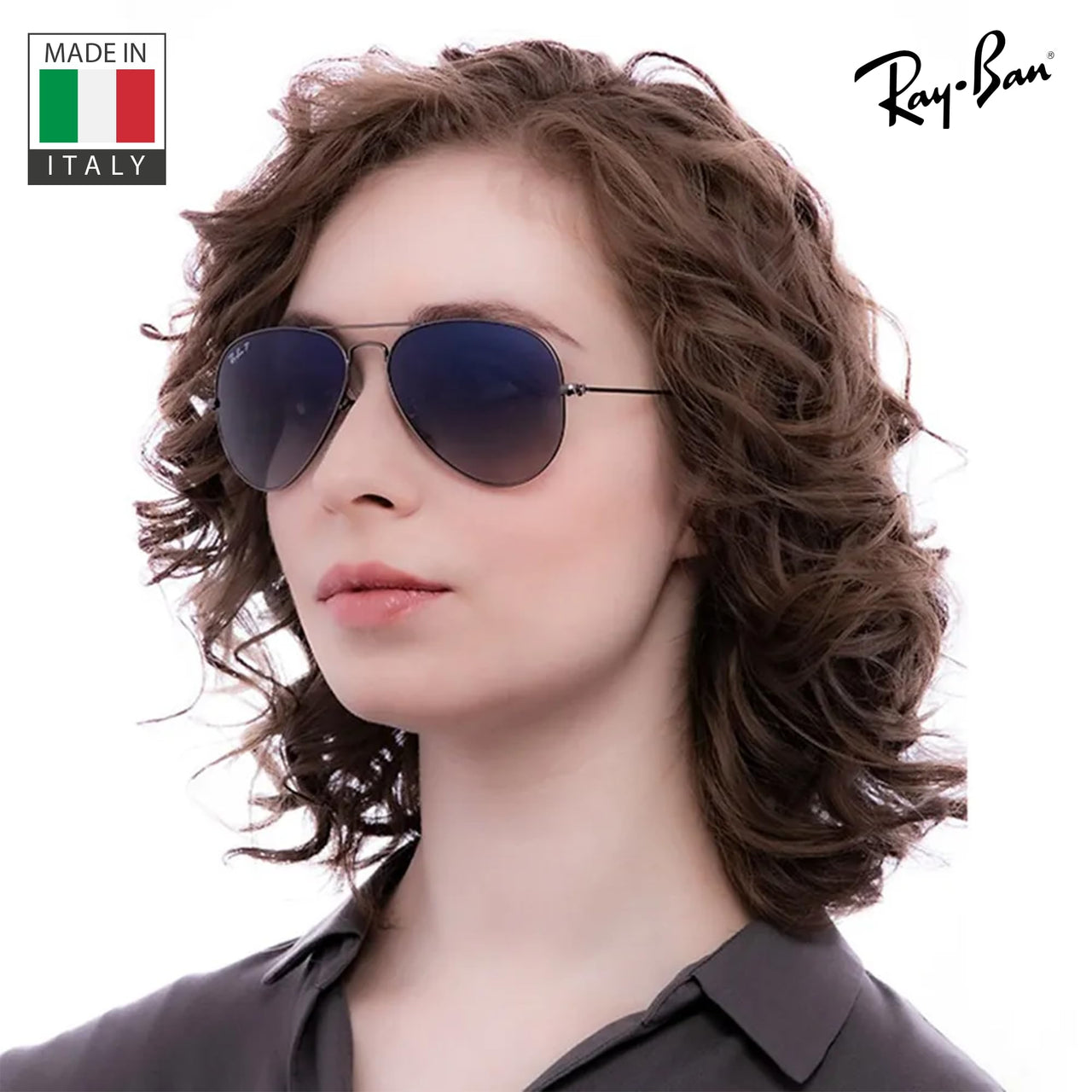 Ray-Ban RB3025 AVIATOR CLASSIC POLARIZED Pilot Shaped Sunglasses for Men & Women – Includes Official Rayban Eyewear Kit – Ideal Formal & Casual Wear Sunglasses – Blue/Grey Lens