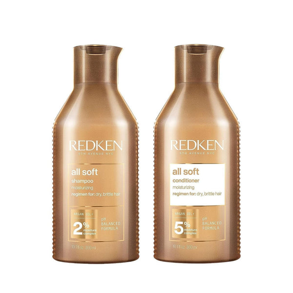 Redken All Soft Shampoo and Conditioner Set For Dry or Brittle Hair - Provides Intense Softness and Shine With Argan Oil