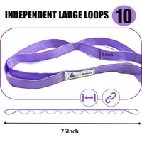 Thumbnail for Stretching Strap Yoga Strap with Loops, Stretch Straps for Physical Therapy, Non-Elastic Exercise Strap for Pilates, Dance and Gymnastics with Workout Guide (Purple)