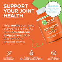 Thumbnail for Qunol Turmeric and Ginger Gummies - Joint Support Supplement with Ultra High Absorption, 90 Count Vegan and Gluten Free Gummies