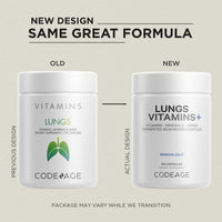 Thumbnail for Codeage Lungs Vitamins, A, C, D, E, B6, Milk Thistle Lung Supplement, Zinc & Magnesium, Cordyceps, Reishi, Chaga, Poria, Tylophora, Ginger, Peppermint Leaf Organic Herb Cleanse - Non-GMO - 90 Capsules
