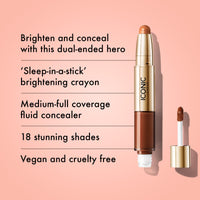 Thumbnail for ICONIC LONDON Radiant Concealer & Brightening Duo | Creamy Liquid + Brightening Crayon Dual Ended Concealer, Cruelty Free, Vegan Makeup (Warm Rich) 0.08 oz